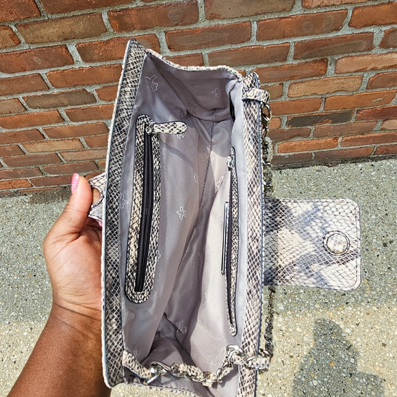 New Judith Ripka Patent Leather Snakeskin Print Clutch